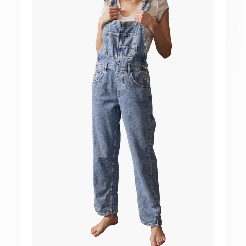Free People Ziggy Denim Overalls - Light Blue